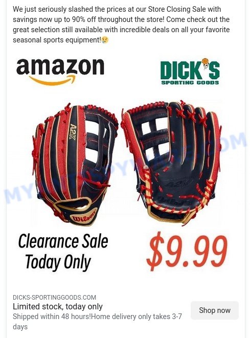 Dicks-sportinggoods.com scam ads