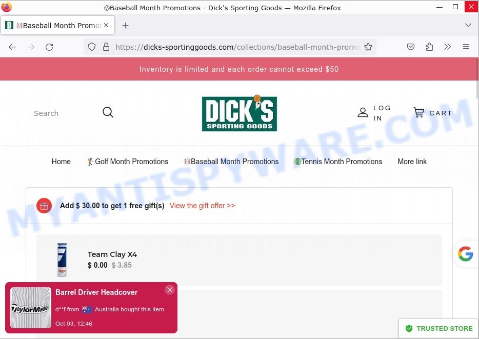 Dicks-sportinggoods.com scam store