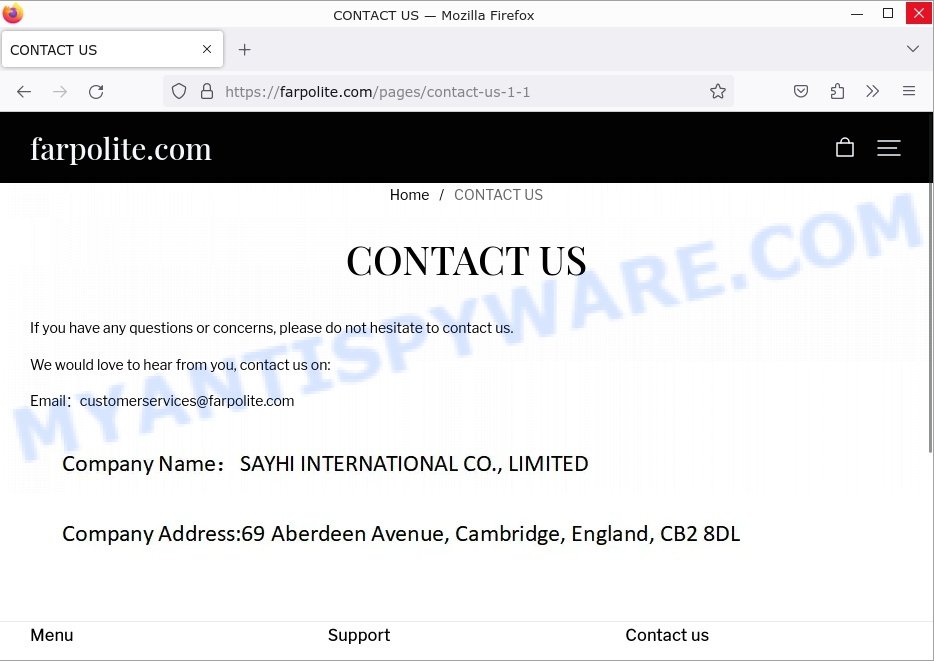 Farpolite.com scam store contacts