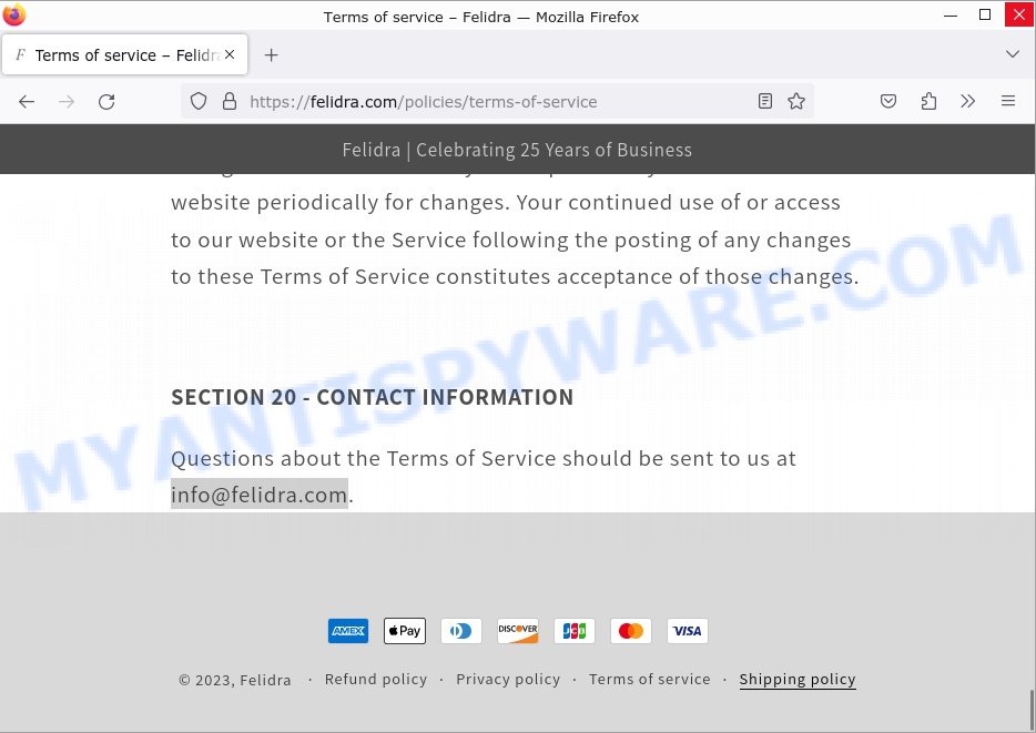 Felidra.com scam contacts