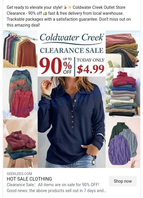 Geeklees.com ColdWater Creck Scam ads