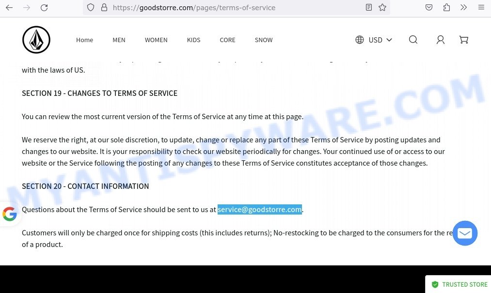 Goodstorre.com contacts