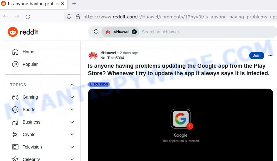 Google app infected reddit