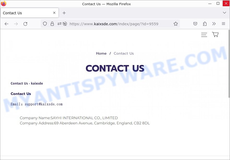 Kaixsde.com scam contacts