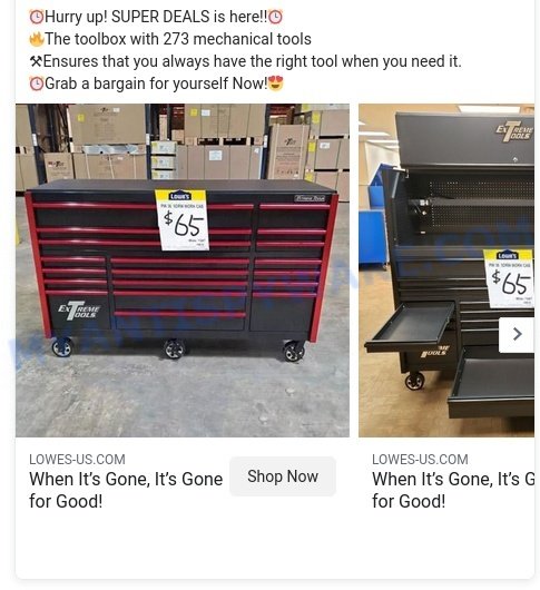 Lowes-us.com Lowe's Tool Box ads Scam