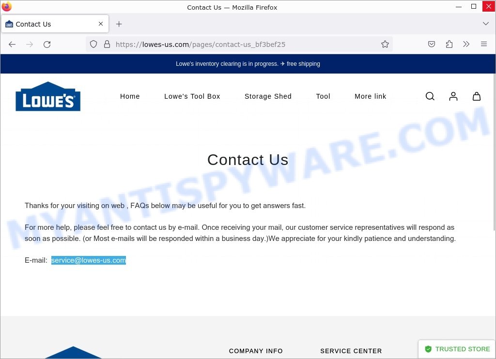 Lowes-us.com Lowe's Tool Box contacts Scam