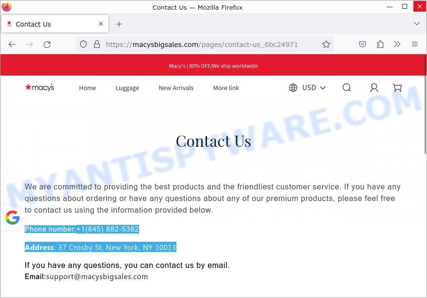 MacysBigSales.com Macys Luggage contacts