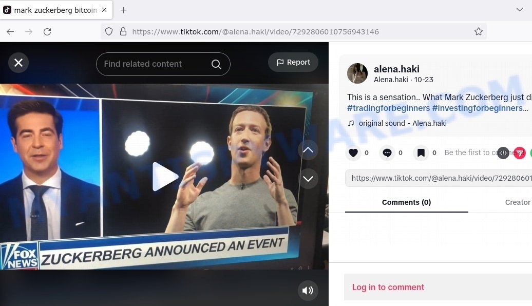 Mark Zuckerberg Bitcoin Code Fake TikTok video scam
