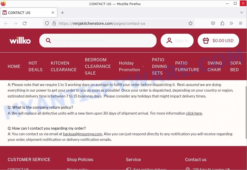 Ninjakitchenstore.com contacts