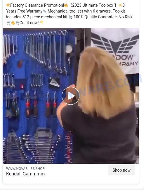 Novabliss.shop 2023 Ultimate Toolbox Scam ads