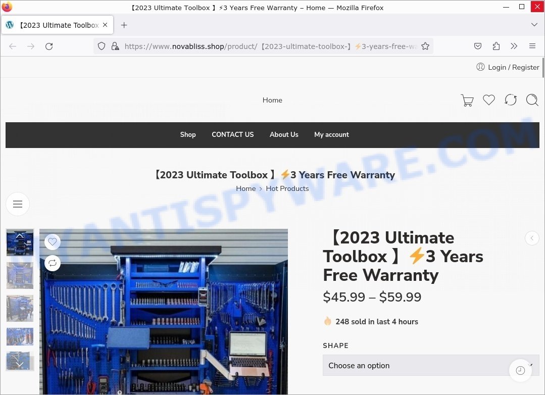 Novabliss.shop 2023 Ultimate Toolbox Scam store