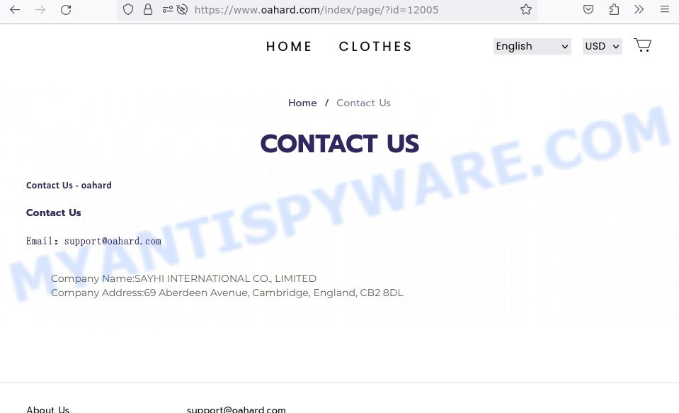 Oahard.com scam contacts