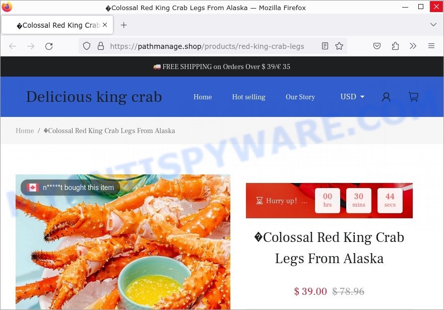 Pathmanage.shop Colossal Red King Crab Legs scam