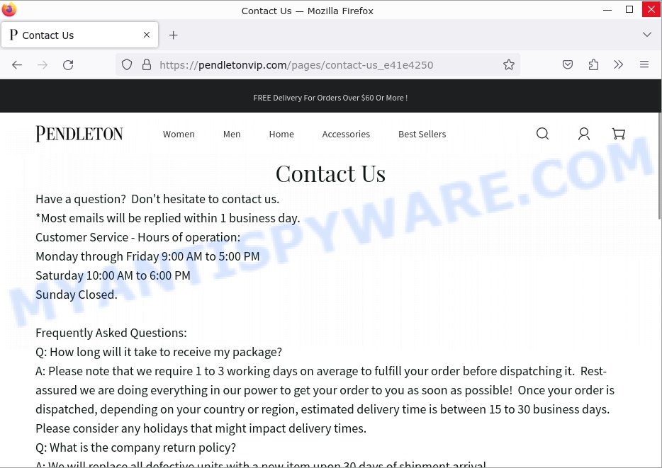 Pendletonvip.com contacts