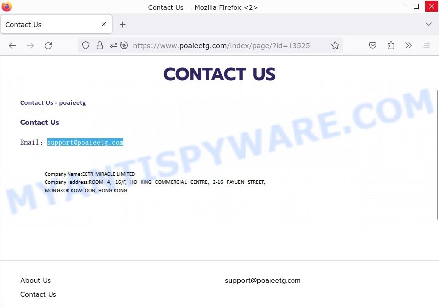 Poaieetg.com scam contacts