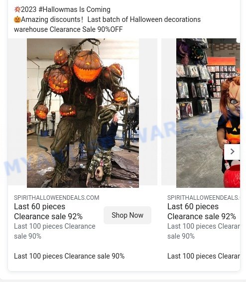 Spirit Halloween Deals scam ads