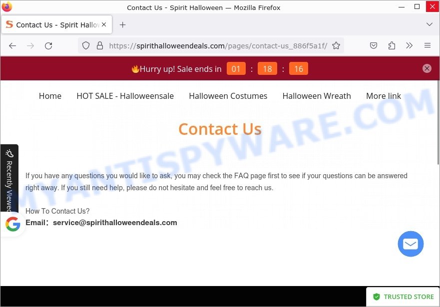 Spirit Halloween Deals scam contacts