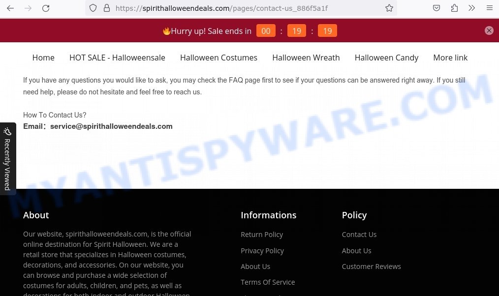 Spirithalloweendeals.com contacts