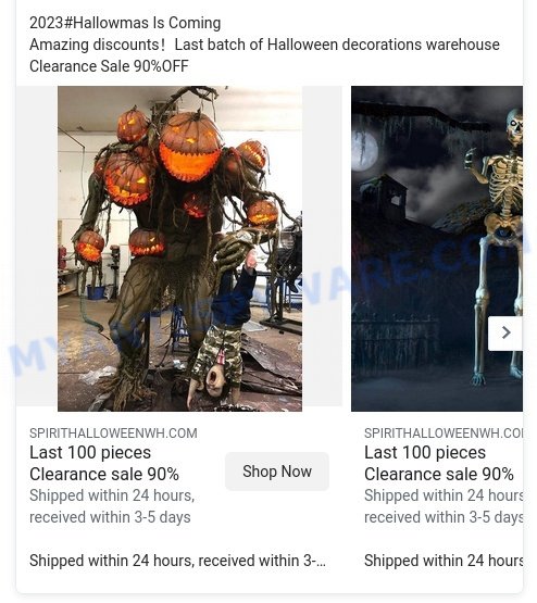 Spirithalloweenwh.com Spirit Halloween Scam store ads