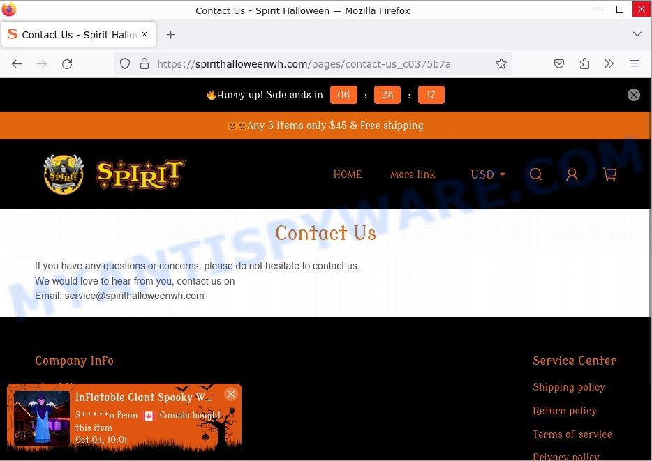 Spirithalloweenwh.com Spirit Halloween Scam store contacts