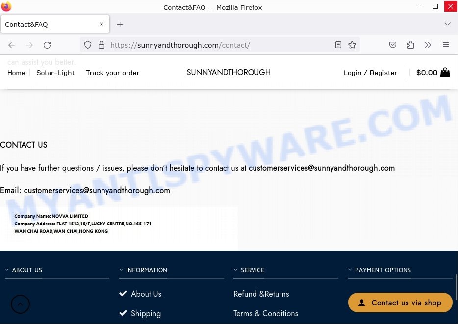Sunnyandthorough.com 2023 Super Value Mystery Box Scam contacts