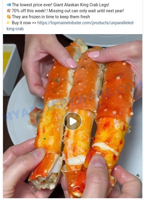 Top Maine Lobster Unparalleled King Crab scam ads