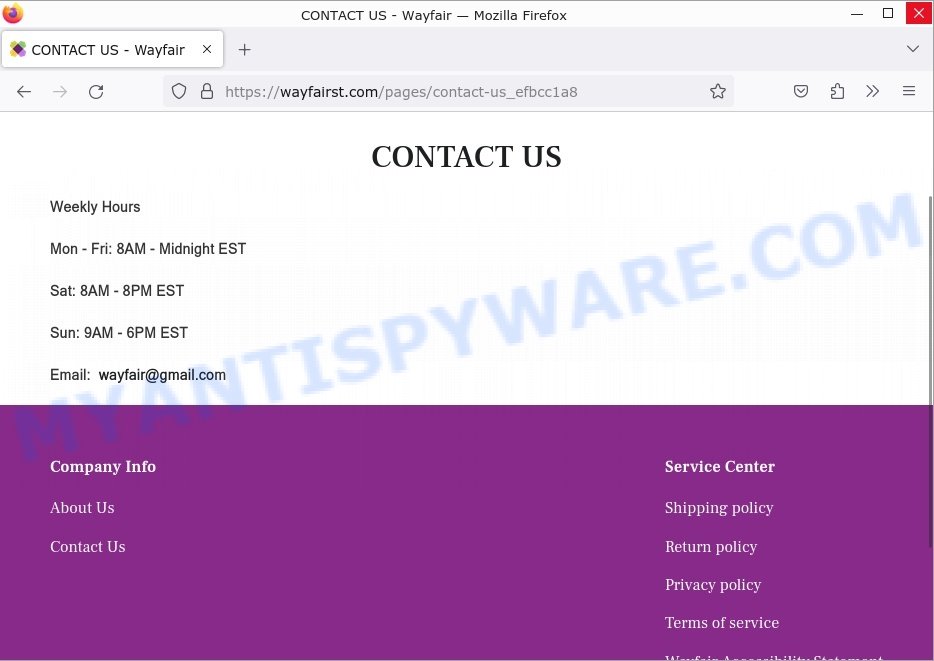 Wayfairst.com scam contacts