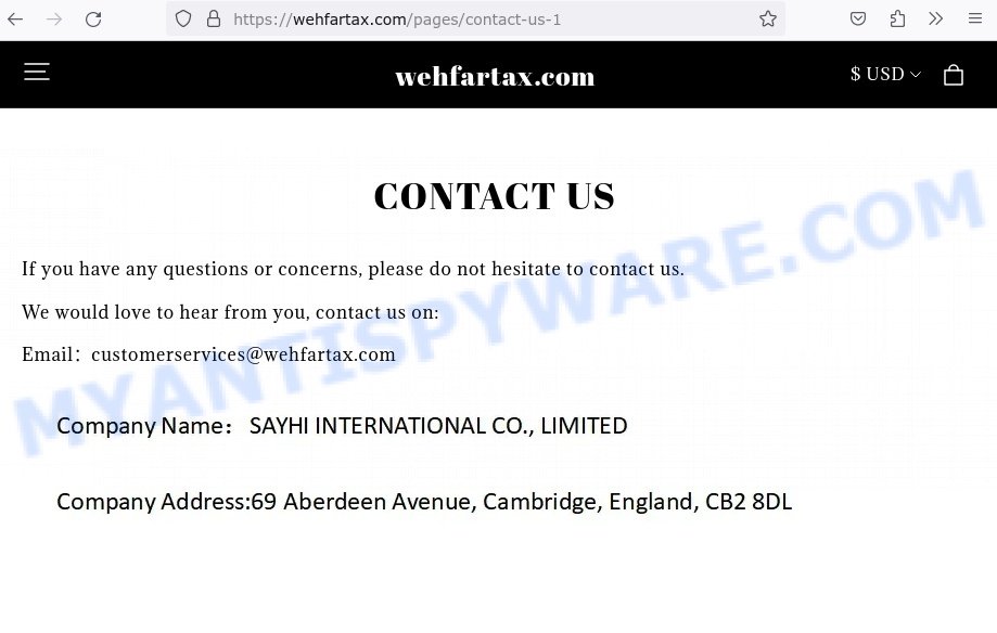 Wehfartax.com scam contacts