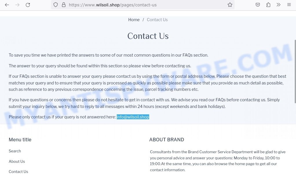 Wilsoil.shop contacts