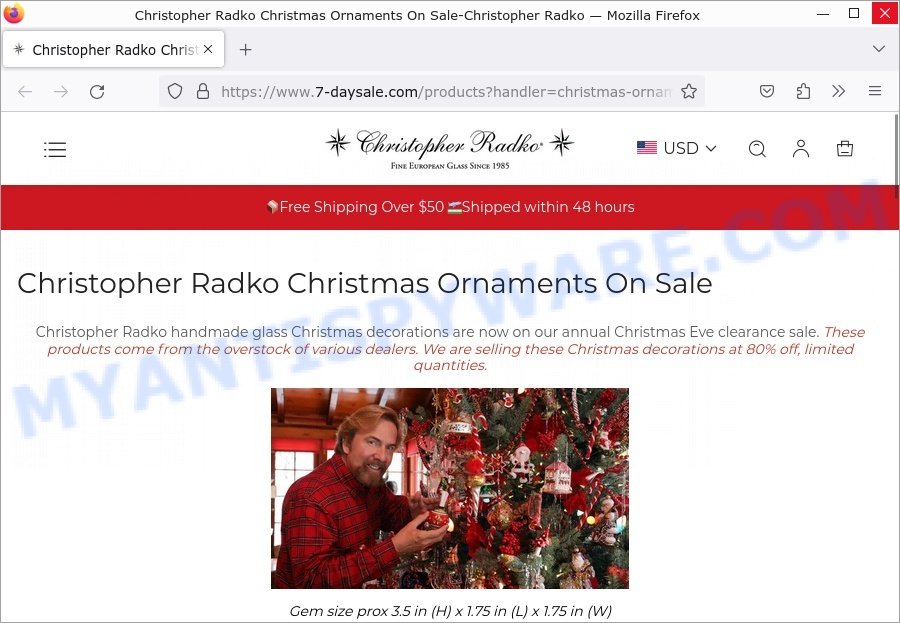 7-daysale.com Christopher Radko Christmas Ornaments Sale scam