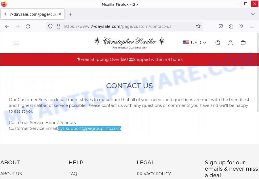 7-daysale.com Christopher Radko Christmas Sale scam contacts