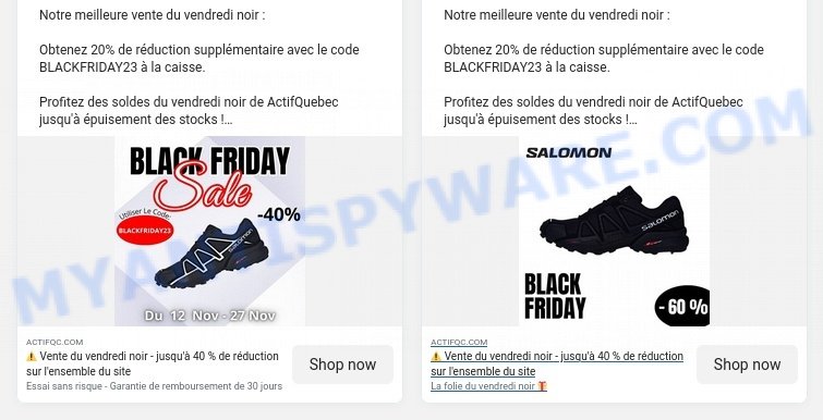 Actifqc.com Salomon SpeedCross scam ads