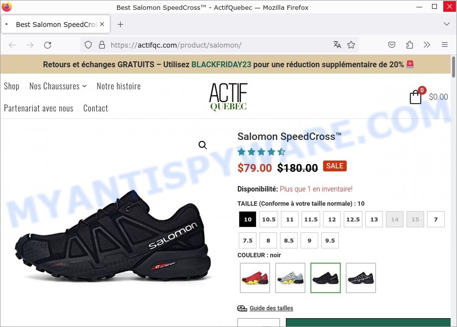 Actifqc.com Salomon SpeedCross scam