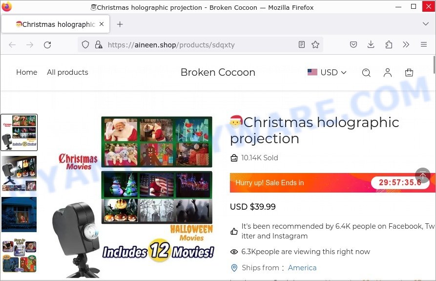 Aineen.Shop Christmas holographic projection scam