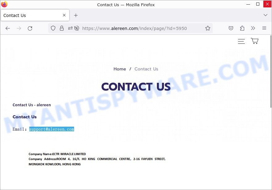 Alereen.com scam contacts