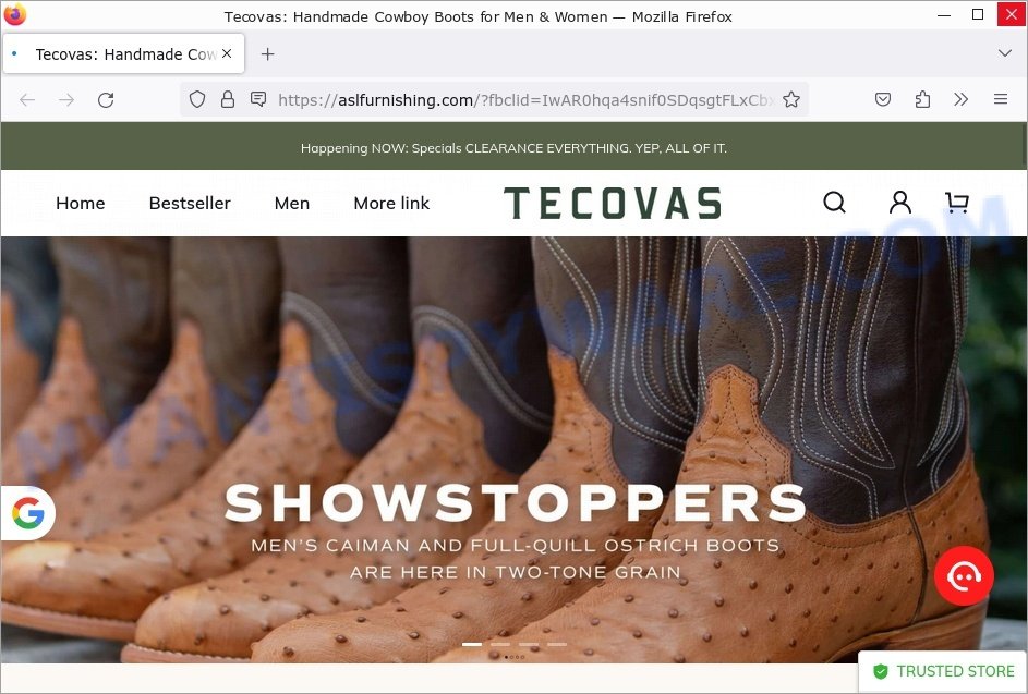 Aslfurnishing.com Tecovas Cowboy Boots sale scam
