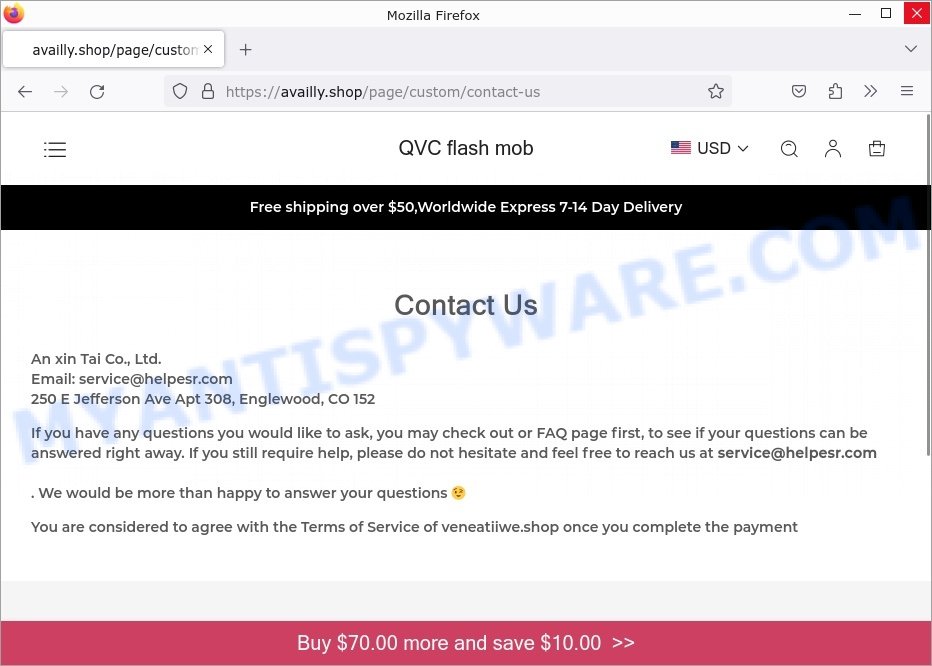 Availly.shop QVC Last Day Clearance EV Rider scam contacts