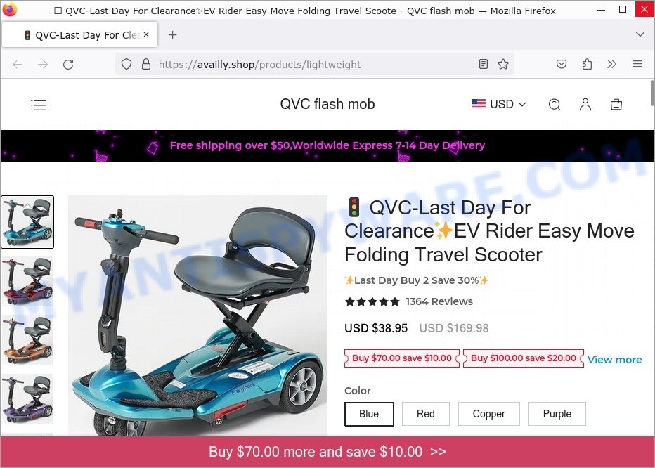 Availly.shop QVC Last Day Clearance EV Rider scam