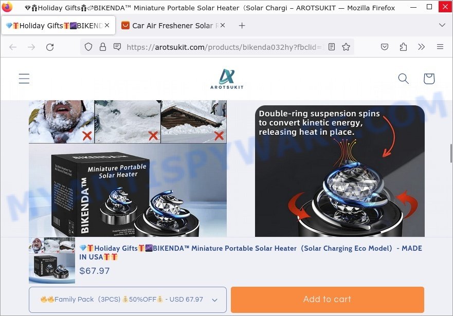 BIKENDA Miniature Portable Solar Heater fake claims