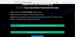 Beast-wild.com 1000 Beast Promo Scam