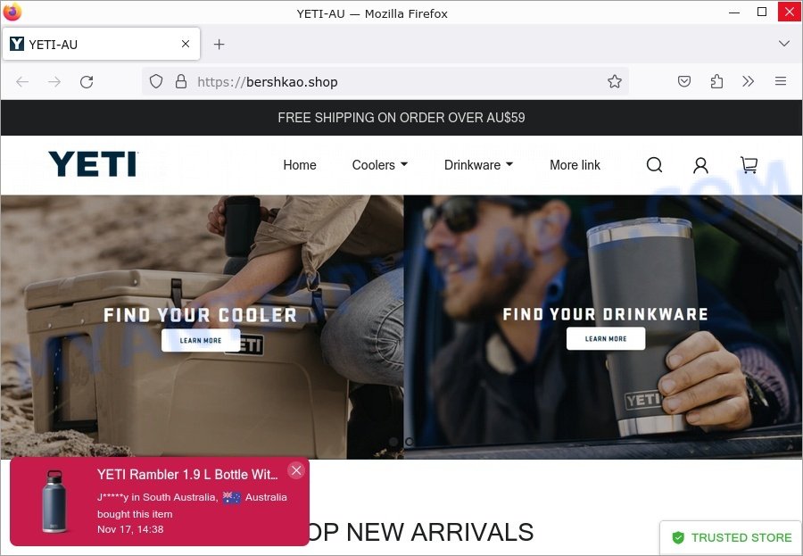 Bershkao.Shop YETI sale scam