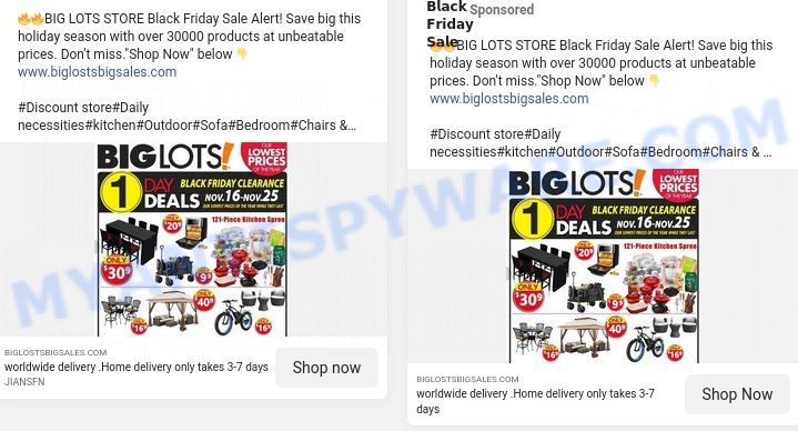 BigLostsBigSales.com scam ads