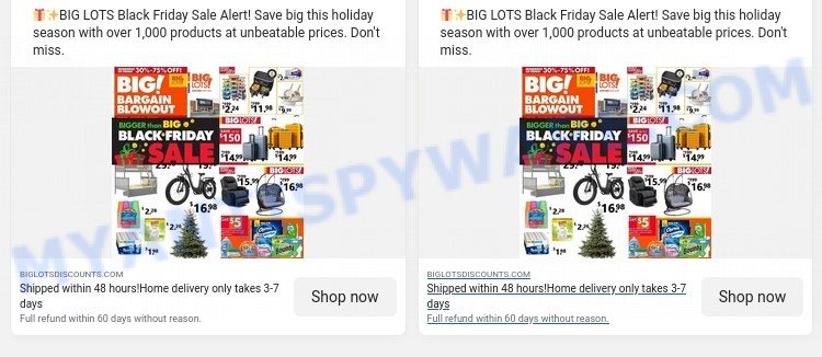 BigLotsDiscounts.com Big Lots clearance sale Scam ads