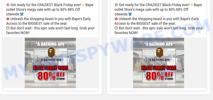 Bitehub.shop fake Bape outlet store ads