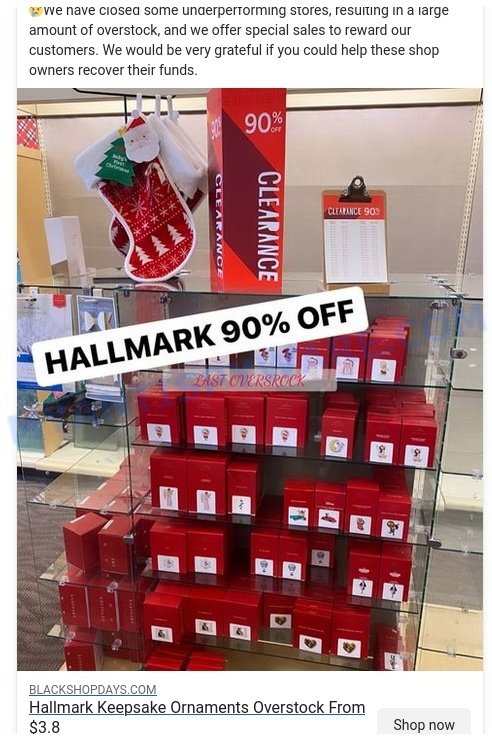 BlackShopDays.com Hallmark Overstock Scam ads