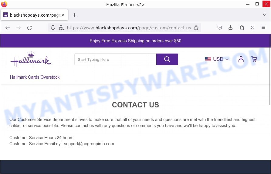 BlackShopDays.com Hallmark Overstock Scam contacts