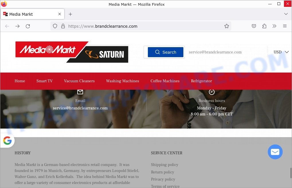 BrandClearrance.com Media Markt Sale scam contacts