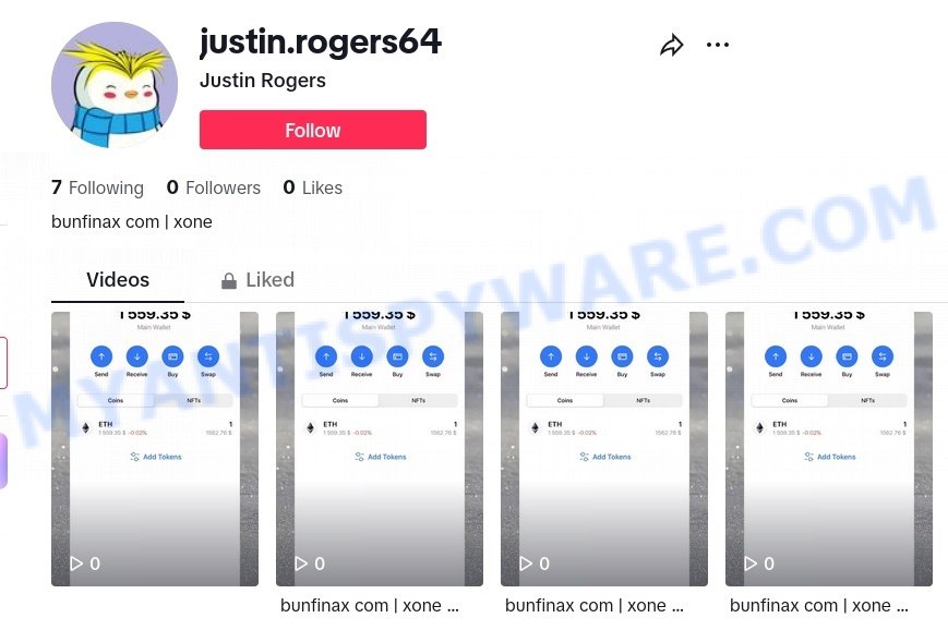 Bunfinax.com tiktok crypto scam
