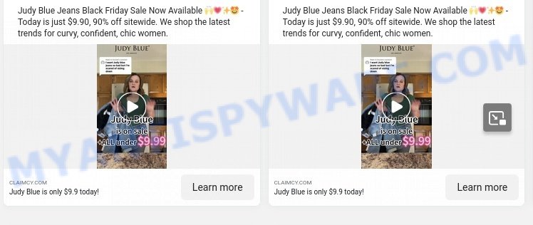Claimcy Judy Blue Jeans Black Friday Scam ads
