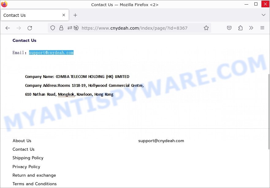Cnydeah.com scam contacts